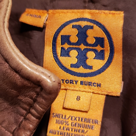 Tory Burch Leather Jacket sz 8 unique distressed style - Picture 4 of 8